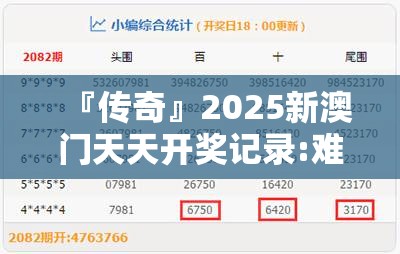 『传奇』2025新澳门天天开奖记录:难道我们不应参与其中？bilibili